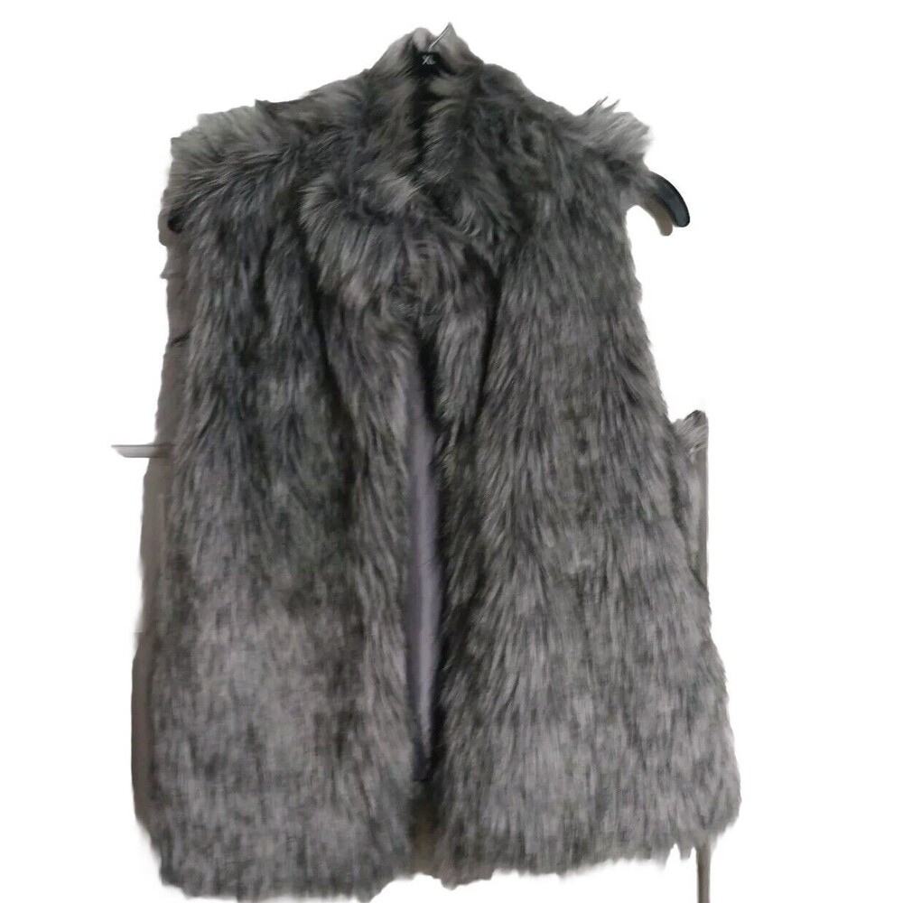 Women's Ci Sono By Cavalini Gray Faux Fur Vest Size M